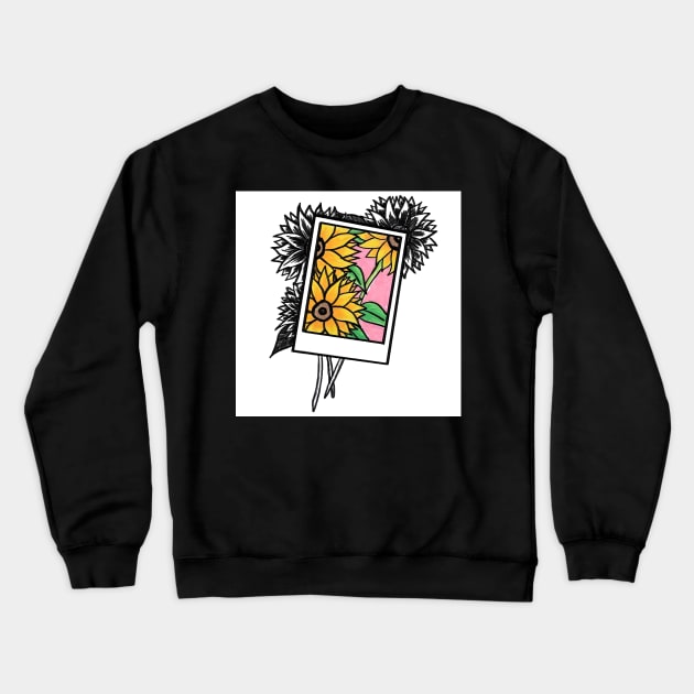 Sunflower Polaroid Crewneck Sweatshirt by Art by Ergate